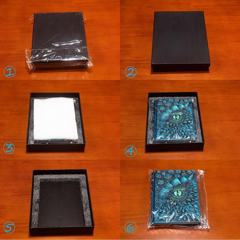 LZlightactor 3D Dragon Eye Embossed Journal,Resin Engraving Notebook,Dnd notebook for Dragon Lovers ，Blank Paper,Hardcover Travel Notepad for Writing,Sketchbook,Collection,Gift,Decoration A4 and A5 Size (A5-Blue) - Image 5